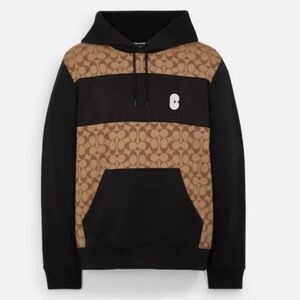 Coach Logo Men’s Black brown hoodie Sweatshirt NWOT